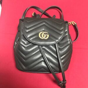 Cute Backpack Black Color Faux leather